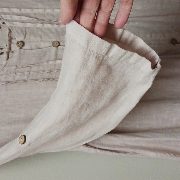 LUNGO L'ARNO Linen Beige Button Down  Top Size M - Picture 5 of 11